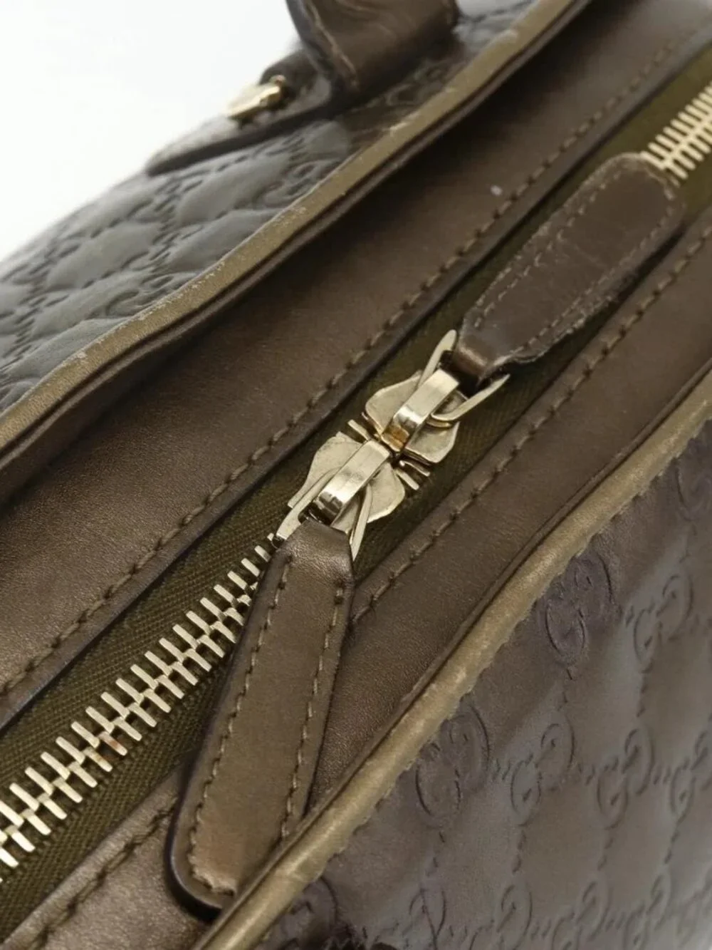 GUCCI GG Canvas Guccissima Hand Bag Leather 2way Brown Gold 269955 Auth mr2307